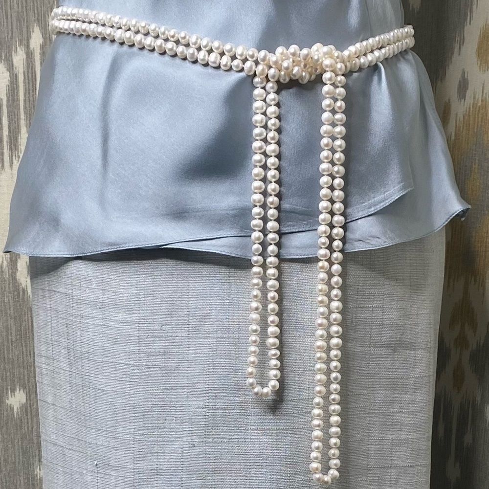 Ralph Lauren Spring ‘12 Collection Powder Blue Ruffle-Trim Silk Charmeuse Blouse - Picture 9 of 12
